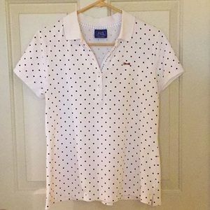 Le Tigre Polo T-Shirt White Black Dots Sz. L